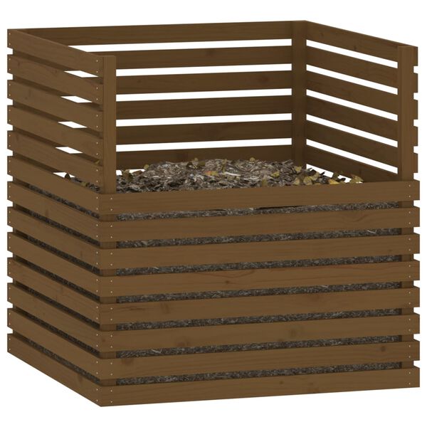 vidaXL Composteur Marron miel 100x100x102 cm Bois massif de pin