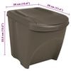 vidaXL Poubelles à ordures empilables 3 pcs Gris 75 L Polypropylène