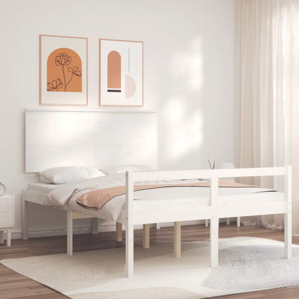 vidaXL Lit pour personne &acirc;g&eacute;e sans matelas blanc 140x190cm bois massif