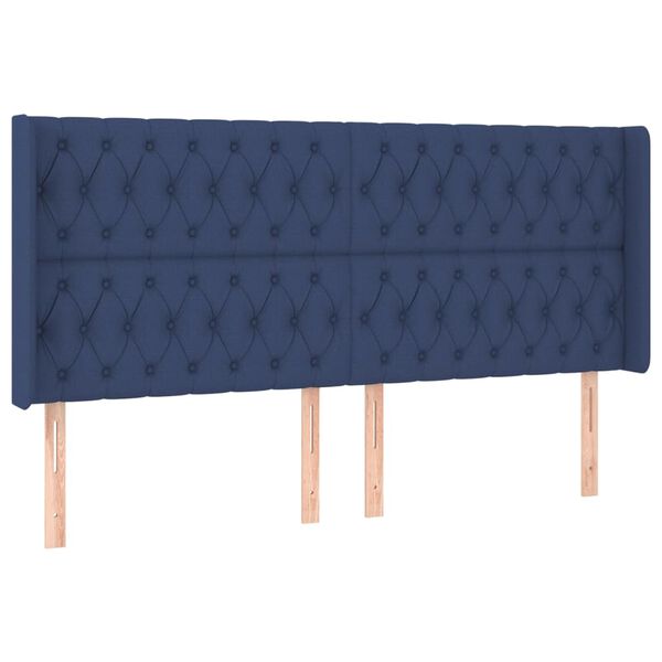 vidaXL T&ecirc;te de lit avec oreilles Bleu 203x16x118/128 cm Tissu