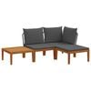 vidaXL 4 pcs Bois d'acacia massif et corde Naturel