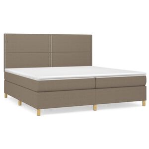 vidaXL Sommier &agrave; lattes de lit avec matelas Taupe 200x200 cm Tissu
