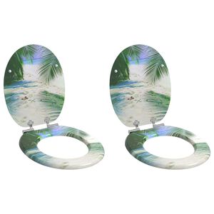 vidaXL Si&egrave;ges WC et couvercle &agrave; fermeture en douceur 2 pcs MDF Plage