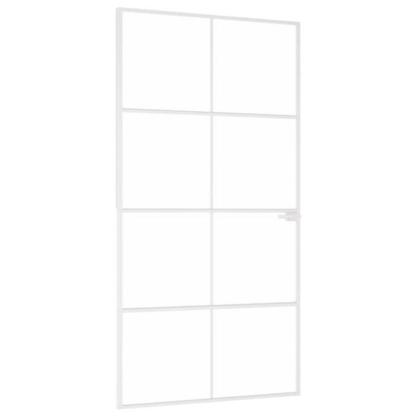 vidaXL Porte d'int&eacute;rieur Blanc 102x201,5 cm Tremp&eacute; verre aluminium fin