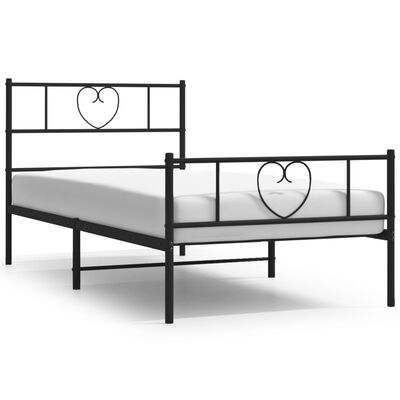 vidaXL Cadre de lit métal avec tête de lit/pied de lit noir 107x203 cm