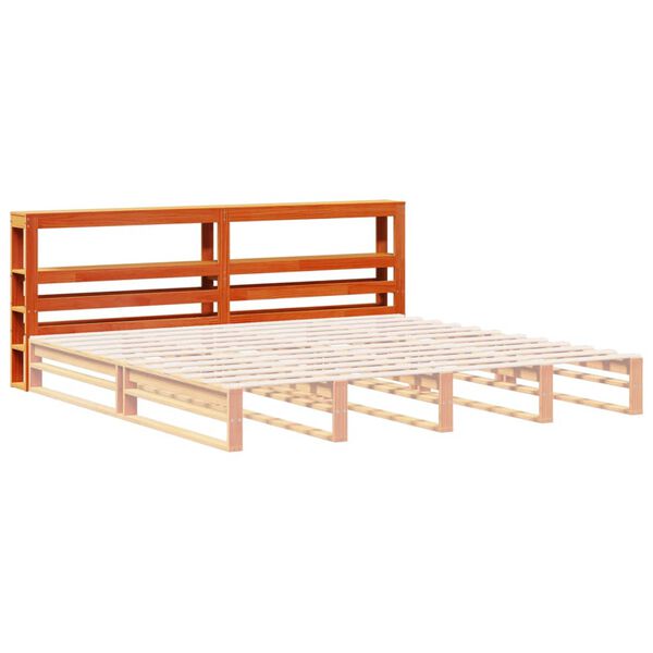 vidaXL T&ecirc;te de lit avec &eacute;tag&egrave;res marron cire 180 cm bois massif de pin