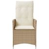 vidaXL Chaise inclinable de jardin avec coussins beige résine tressée