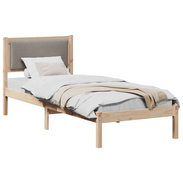 vidaXL Cadre de lit avec t&ecirc;te de lit Taupe 80 x 190 cm Pin massif