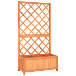 vidaXL Jardini&egrave;re avec treillis marron 70x30x135 cm bois massif de sapin