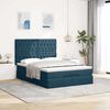 vidaXL Cadre de lit ottoman avec matelas bleu fonc&eacute; 140x200 cm velours