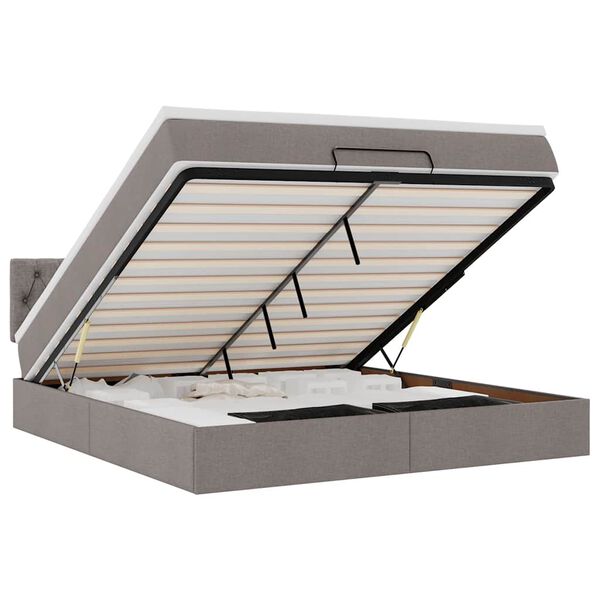 VidaXL Cadre de lit ottoman avec matelas taupe 180x200 cm tissu