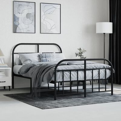 vidaXL Cadre de lit métal sans matelas avec pied de lit noir 120x200cm