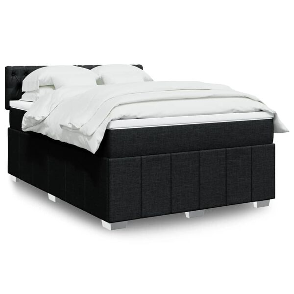 vidaXL Sommier &agrave; lattes de lit avec matelas Noir 160x200 cm Tissu