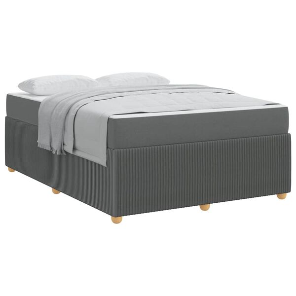 vidaXL Cadre de lit avec matelas Gris fonc&eacute; 160 x 200 cm tissu