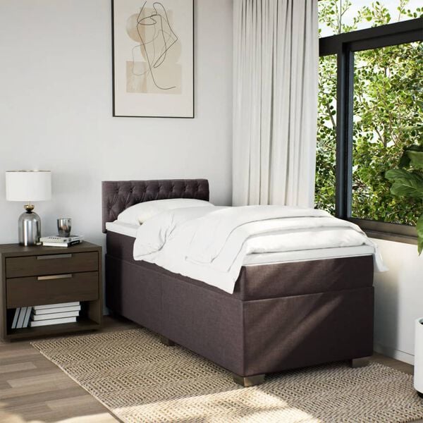 vidaXL Sommier &agrave; lattes de lit avec matelas Marron fonc&eacute; 90x190 cm