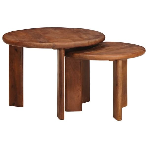 vidaXL Tables gigognes 2 pcs Marron miel Bois de mangue massif