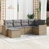 vidaXL Salon de jardin avec coussins 6 pcs beige r&eacute;sine tress&eacute;e