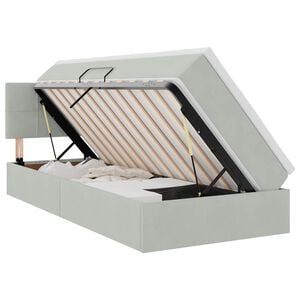 vidaXL Lit de rangement LED avec matelas Gris clair 90 x 190 cm