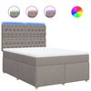 vidaXL Sommier &agrave; lattes de lit avec matelas Taupe 140x190 cm Tissu