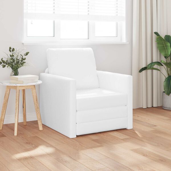 vidaXL Canap&eacute;-lit pliant Blanc 74 x 77 x 81 cm PVC