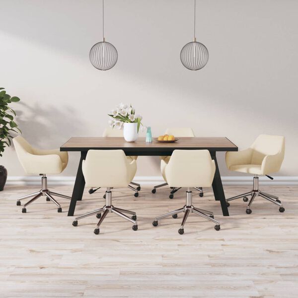 vidaXL Chaises pivotantes &agrave; manger lot de 6 Cr&egrave;me Tissu
