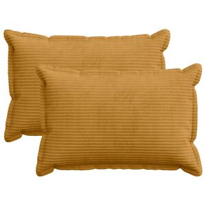 vidaXL Housse de coussin 2 pc HOUTEN Jaune 30 x 50 cm velours c&ocirc;tel&eacute;