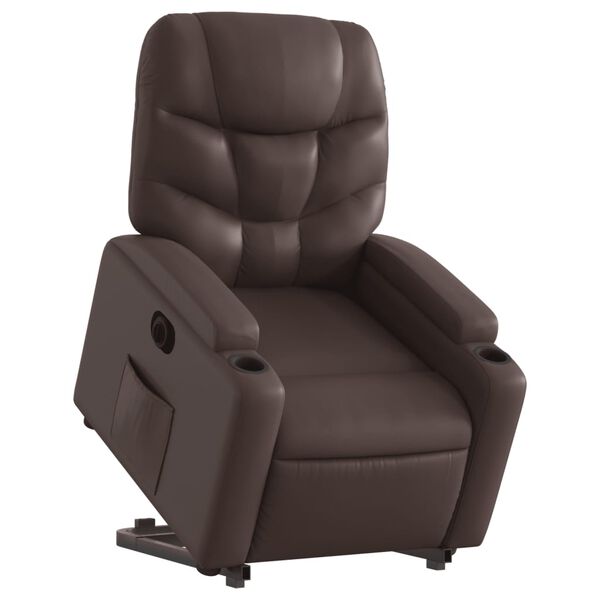 vidaXL Fauteuil inclinable &eacute;lectrique marron similicuir