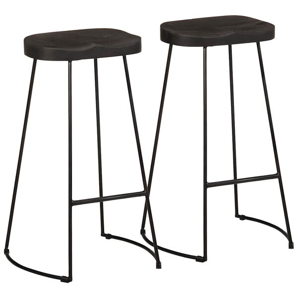 vidaXL Tabourets de bar lot de 2 noir 45x40x78 cm bois manguier massif