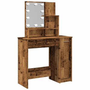 vidaXL Coiffeuse avec LED vieux bois 86,5x35x136 cm