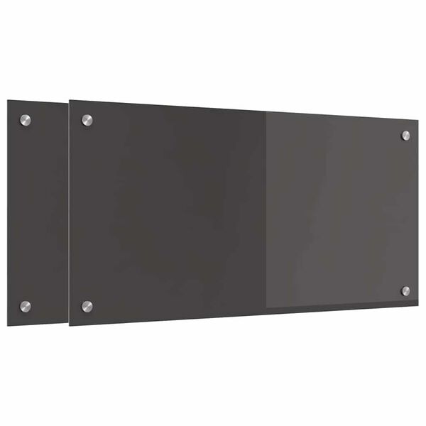 vidaXL Protection de cuisine 2 pcs Gris foncé 80 x 40 cm verre trempé