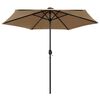 vidaXL Parasol de jardin avec lumi&egrave;res LED et m&acirc;t en aluminium taupe
