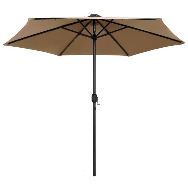 vidaXL Parasol de jardin avec lumi&egrave;res LED et m&acirc;t en aluminium taupe