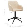 vidaXL Chaises pivotantes &agrave; manger lot de 4 cr&egrave;me tissu