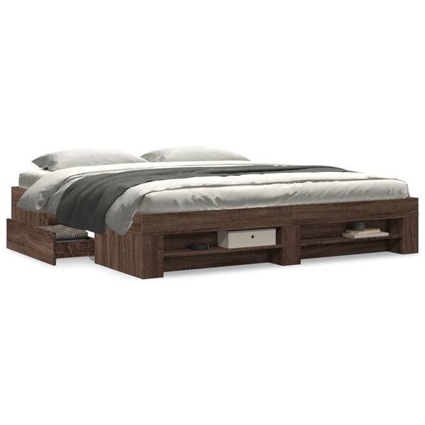 vidaXL Cadre de lit sans matelas ch&ecirc;ne marron 200x200 cm