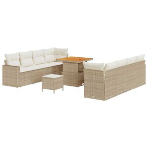 vidaXL Ensemble de canap&eacute; de jardin 12 pcs Beige et cr&egrave;me polyrotin