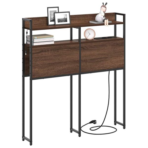 vidaXL T&ecirc;te de lit de rangement Ch&ecirc;ne marron 80 cm Bois d'ing&eacute;nierie