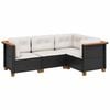 vidaXL Salon de jardin 4 pcs avec coussins noir r&eacute;sine tress&eacute;e