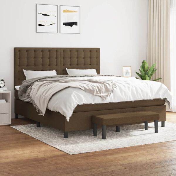 vidaXL Sommier &agrave; lattes de lit avec matelas Marron fonc&eacute; 160x200 cm