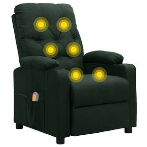 vidaXL Fauteuil de massage Vert fonc&eacute; Tissu