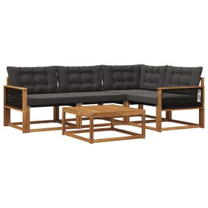 vidaXL Ensemble de canap&eacute;s d'ext&eacute;rieur 5 pcs Naturel et noir