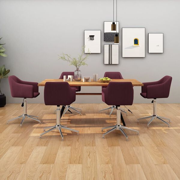 vidaXL Chaises pivotantes &agrave; manger lot de 6 violet tissu
