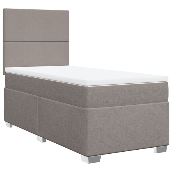 vidaXL Sommier &agrave; lattes de lit avec matelas Taupe 100x200 cm Tissu