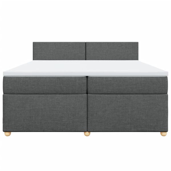 vidaXL Sommier &agrave; lattes de lit avec matelas Gris fonc&eacute; 200x200cm Tissu