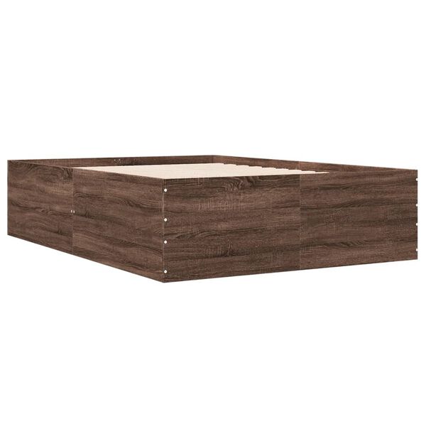 vidaXL Cadre de lit sans matelas ch&ecirc;ne marron 135x190 cm