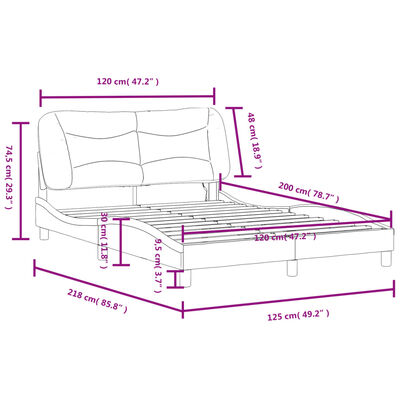 vidaXL Cadre de lit avec lumières LED cappuccino 120x200 cm similicuir