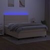 vidaXL Sommier &agrave; lattes de lit et matelas et LED Cr&egrave;me 180x200cm Tissu