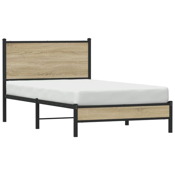 vidaXL Cadre de lit en métal sans matelas chêne sonoma 100x200 cm