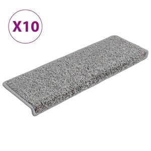 vidaXL Tapis d'escalier 10 pi&egrave;ces 65 x 21 x 4 cm Gris Bord rectangulaire