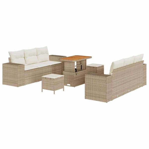 vidaXL Ensemble de canap&eacute; de jardin 9 pcs Beige Poly rotin