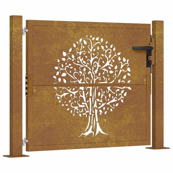 vidaXL Portail de jardin 100x75 cm en acier Corten motif arbre